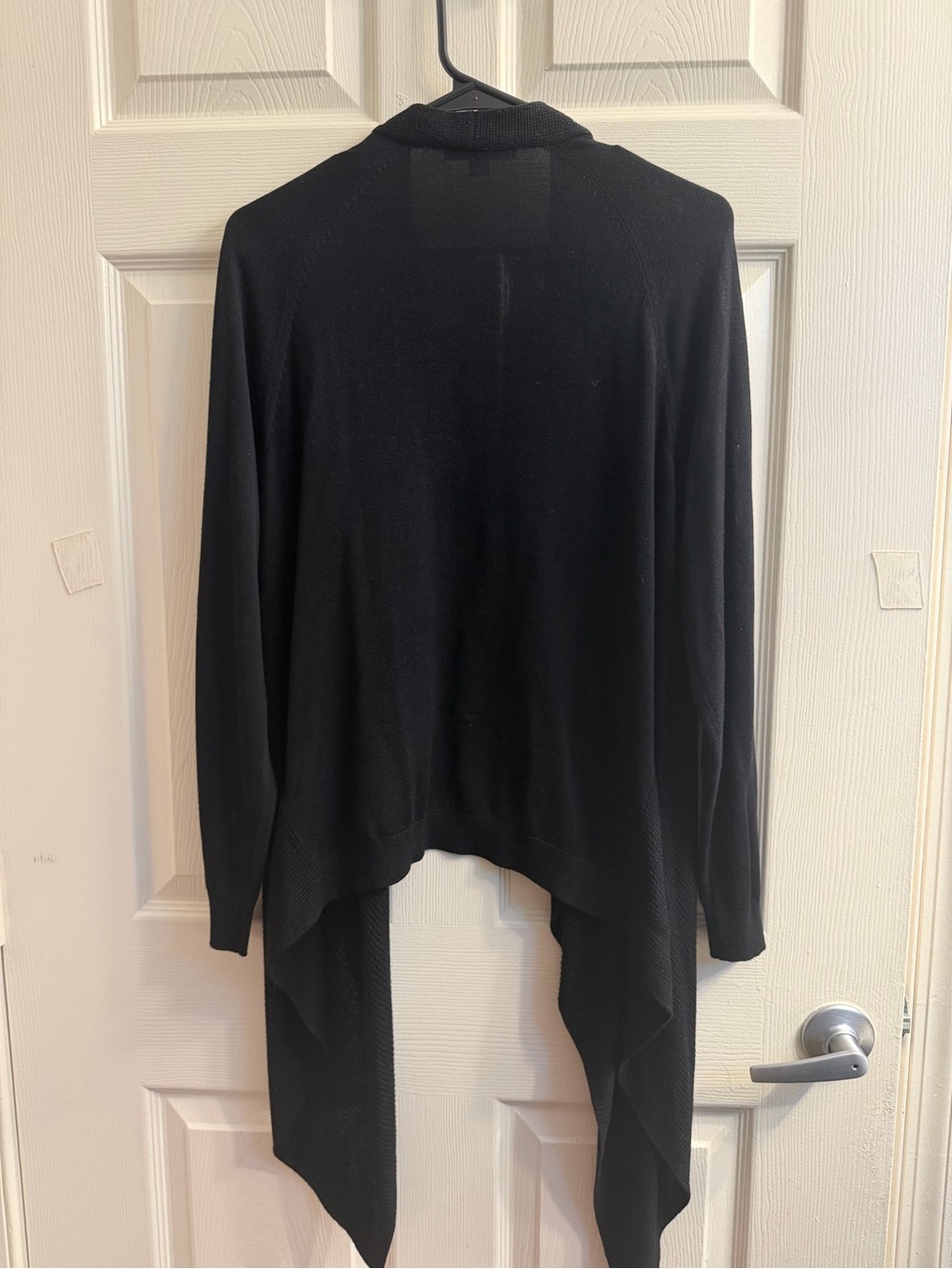 INC International Concepts Black Draped Open-Front Cardigan